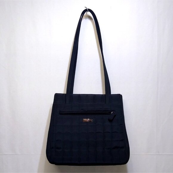 Liz Claiborne Quilted Black Tote Bag Double Straps Multiple Spacious Compartment - Picture 4 of 10